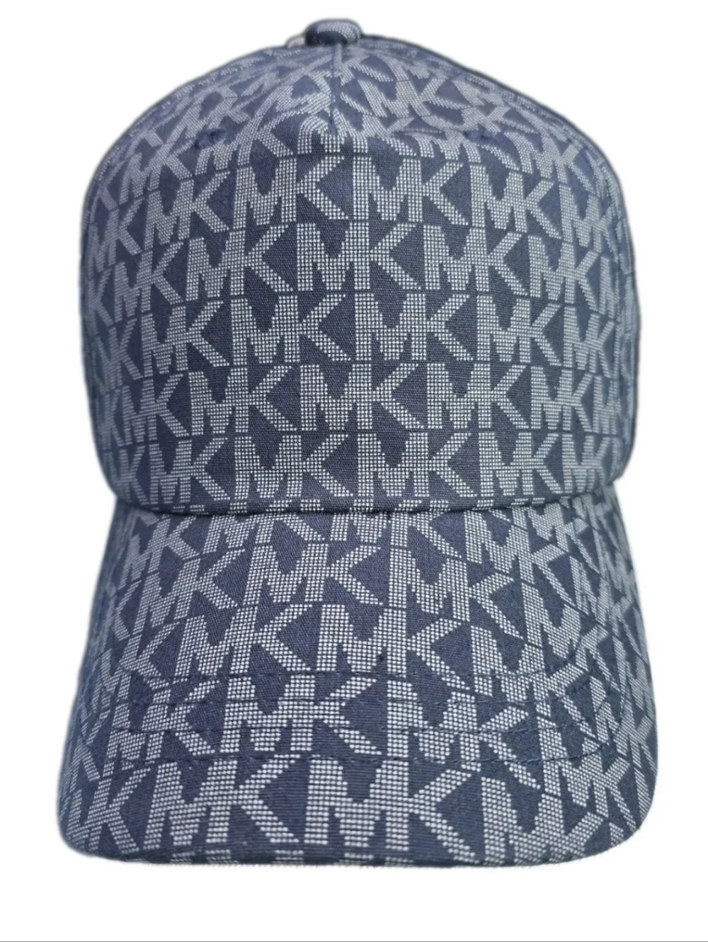 NWT~MICHAEL KORS WOMENS BLUE W/MK PRINT BASEBALL CAP ADJ STRAP 100% COTTON